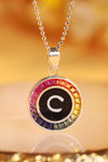 ANSTER Jewelry Princess Lab Grown Rainbow Letter Platinum PT950 Necklace