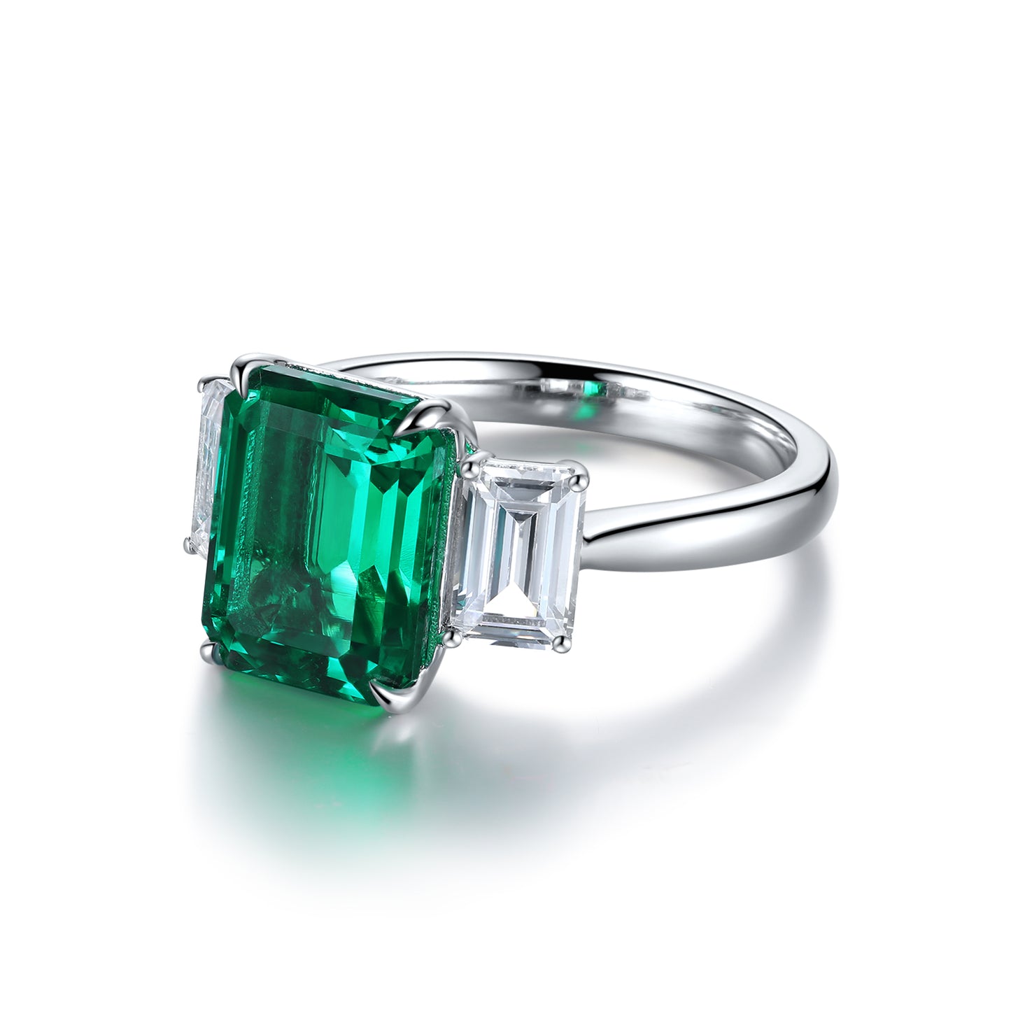 ANSTER JEWELRY 1.3 CTW Princess Lab Grown Emerald 18K Gold Ring plated