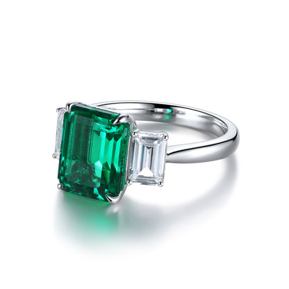 ANSTER JEWELRY 1.3 CTW Princess Lab Grown Emerald 18K Gold Ring plated