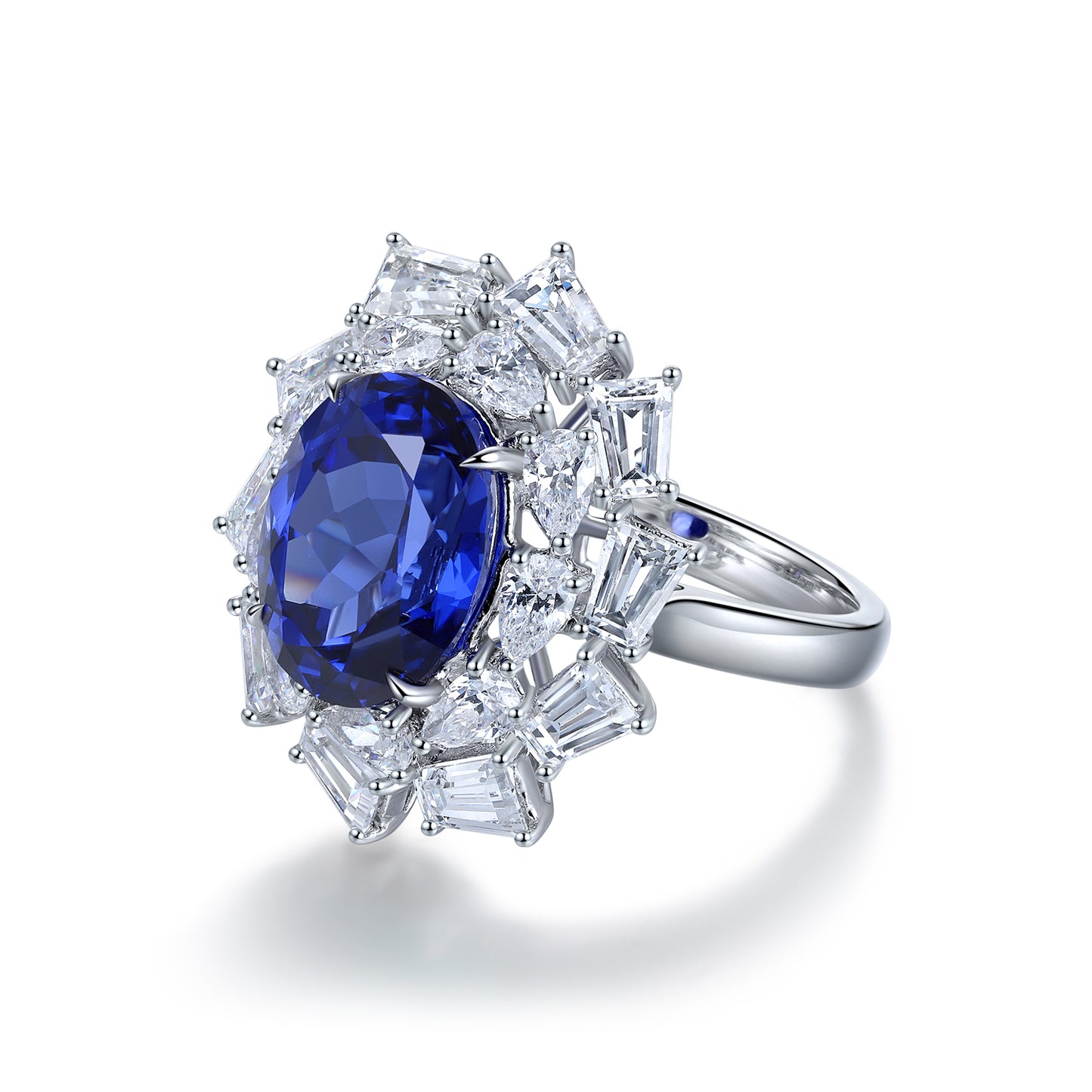 5 CTW Oval Lab Grown Sapphire S925 Ring plated