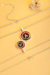 ANSTER Jewelry Princess Lab Grown Rainbow Letter Platinum PT950 Necklace