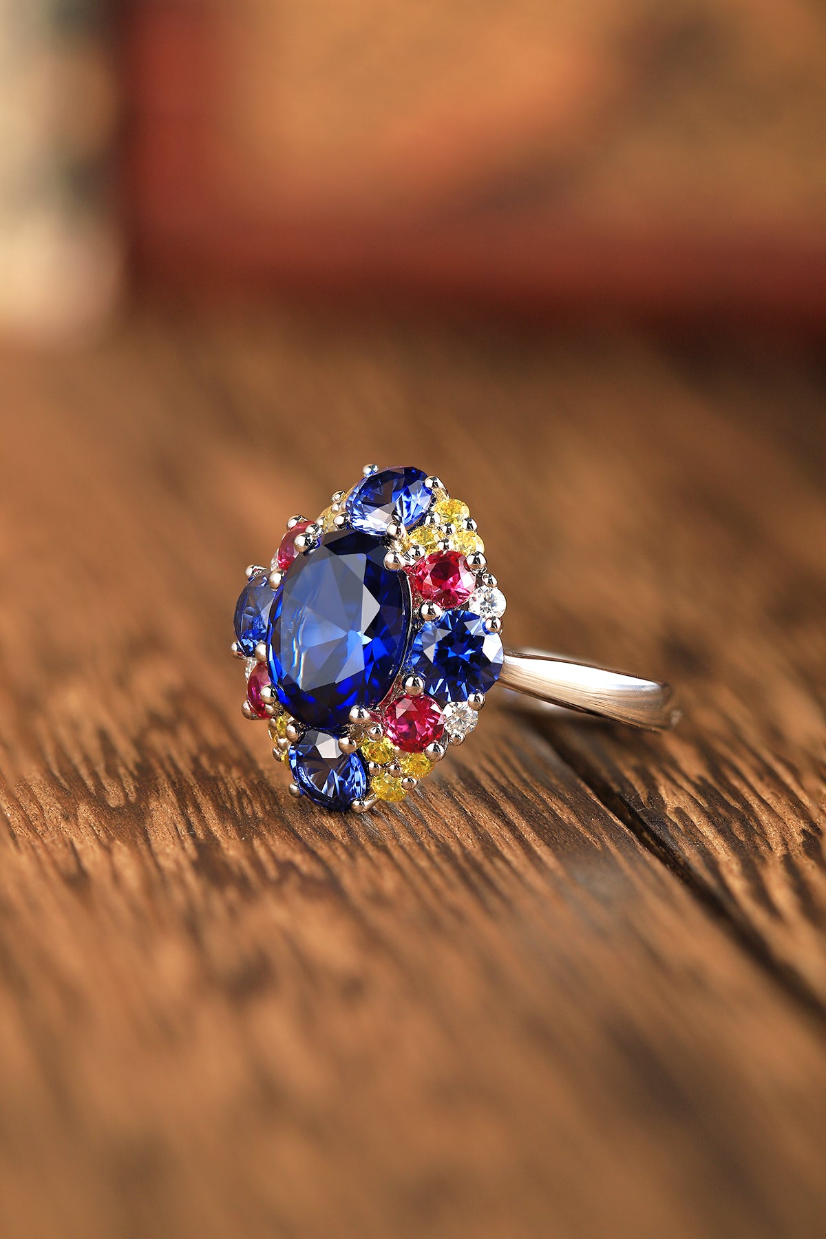 2.9 CTW Oval Lab Grown Sapphire S925 Ring plated