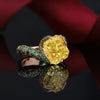 ANSTER JEWELRY 5ct Asscher Cut Fancy Yellow Lab Grown Diamond 18K Gold Ring