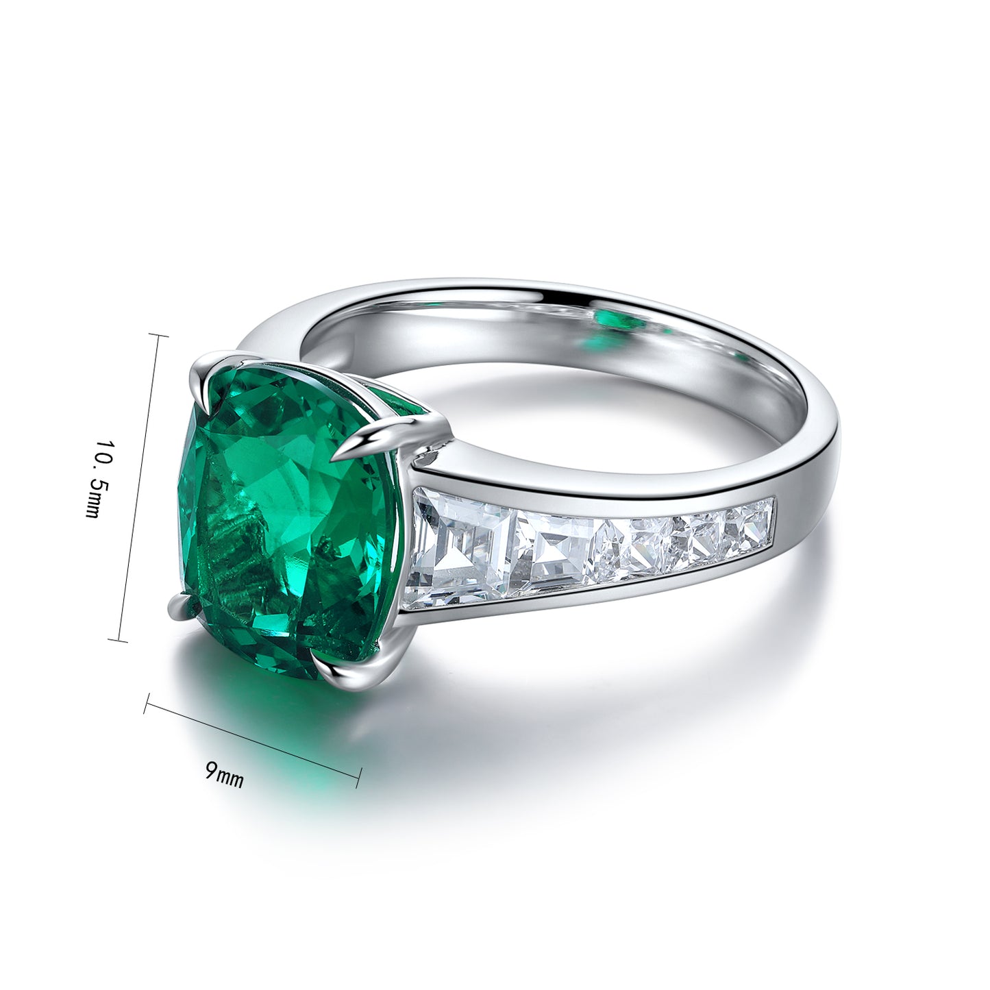 ANSTER JEWELRY 3.5 CTW Princess Lab Grown Emerald 18K Gold Ring plated