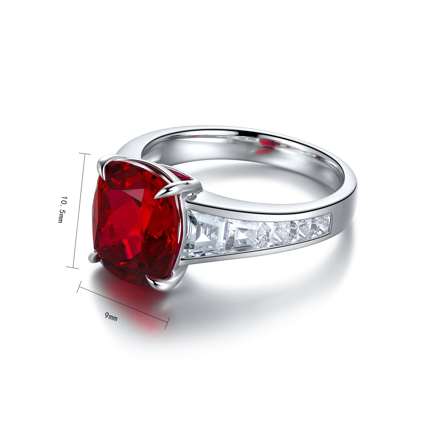 5.5 CTW Princess Lab Grown Ruby S925 Ring plated