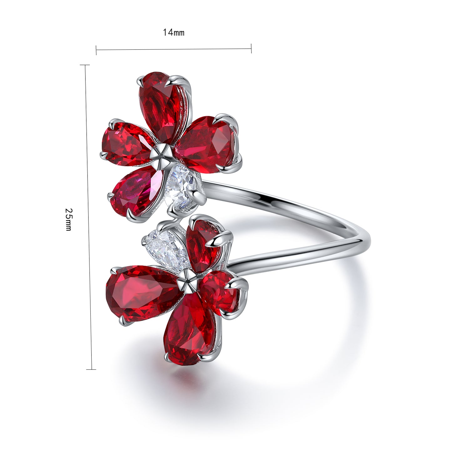 5.8 CTW Pear Lab Grown Ruby S925 Ring plated