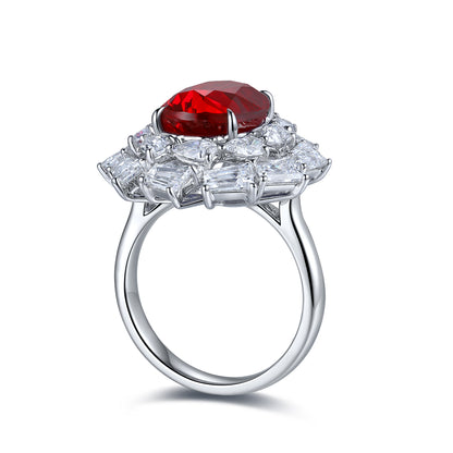 6 CTW Oval Lab Grown Ruby S925 Ring plated
