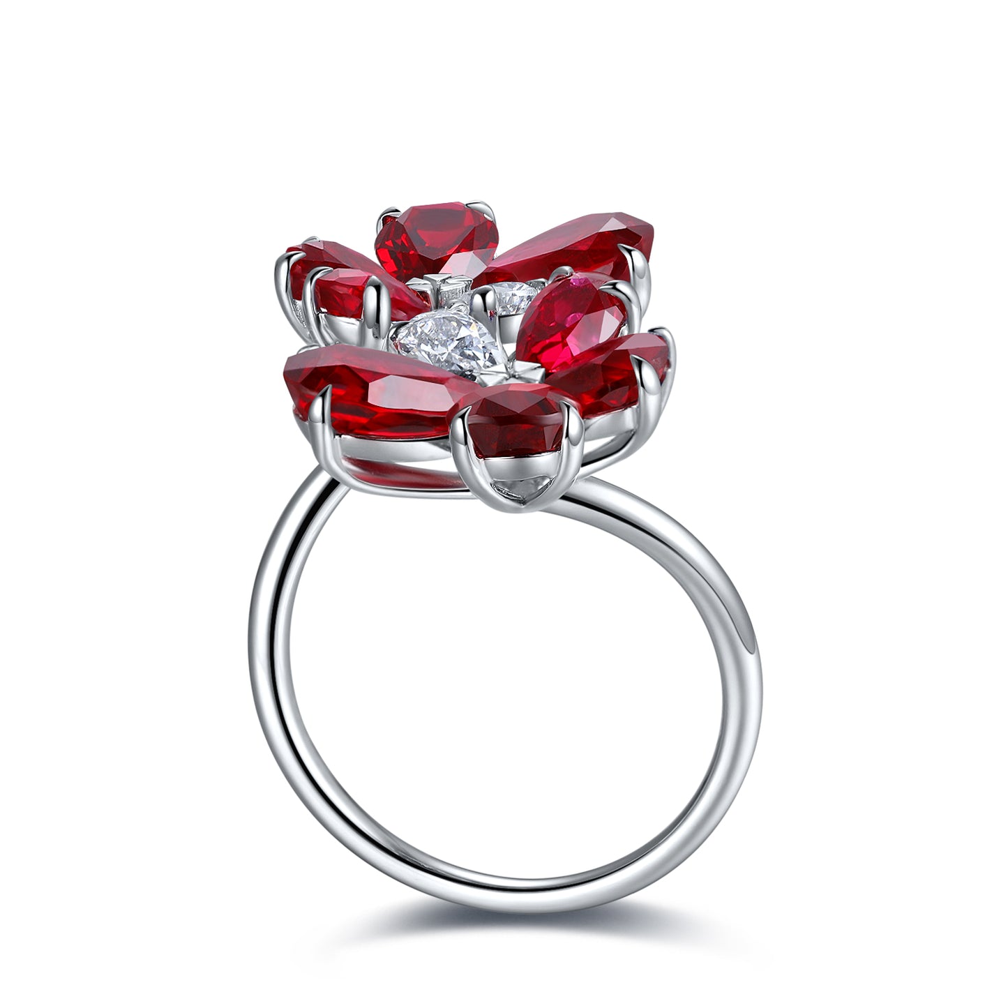 5.8 CTW Pear Lab Grown Ruby S925 Ring plated