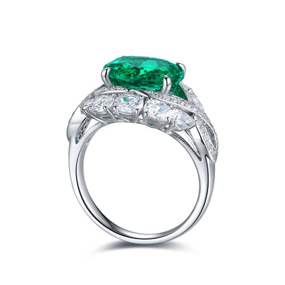 ANSTER JEWELRY 4.8 CTW Oval Lab Grown Emerald 18K Gold Ring plated