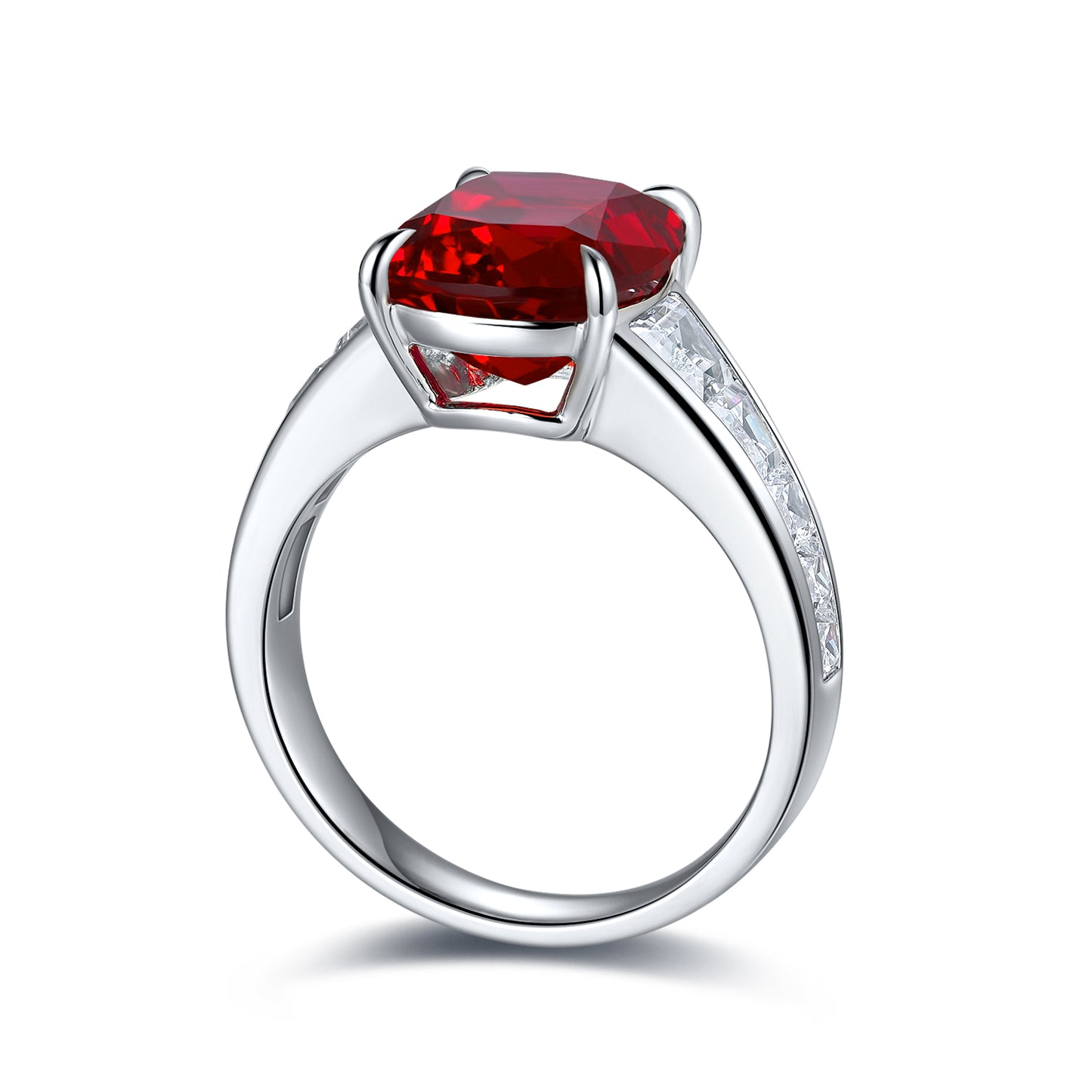 5.5 CTW Princess Lab Grown Ruby S925 Ring plated