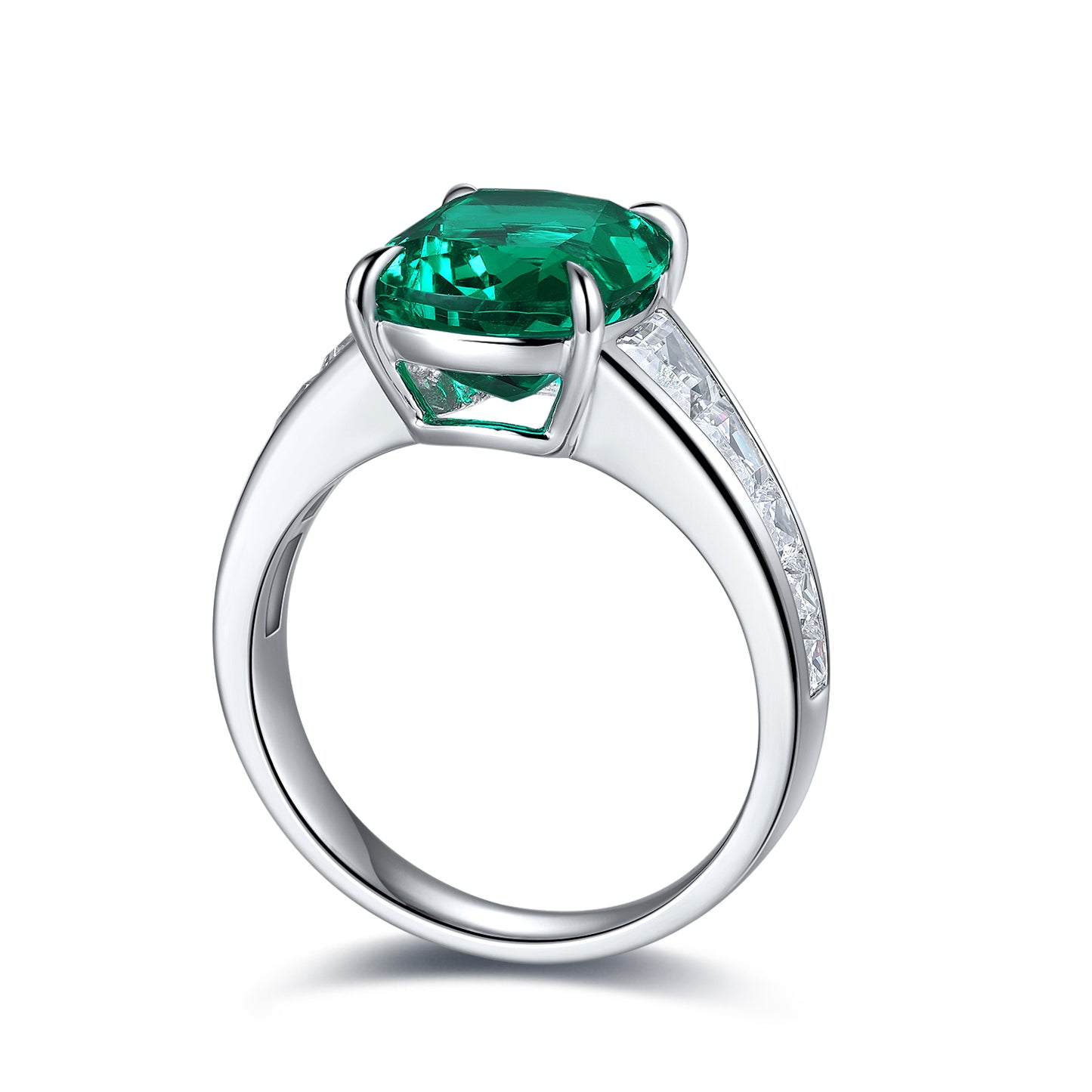 ANSTER JEWELRY 3.5 CTW Princess Lab Grown Emerald 18K Gold Ring plated