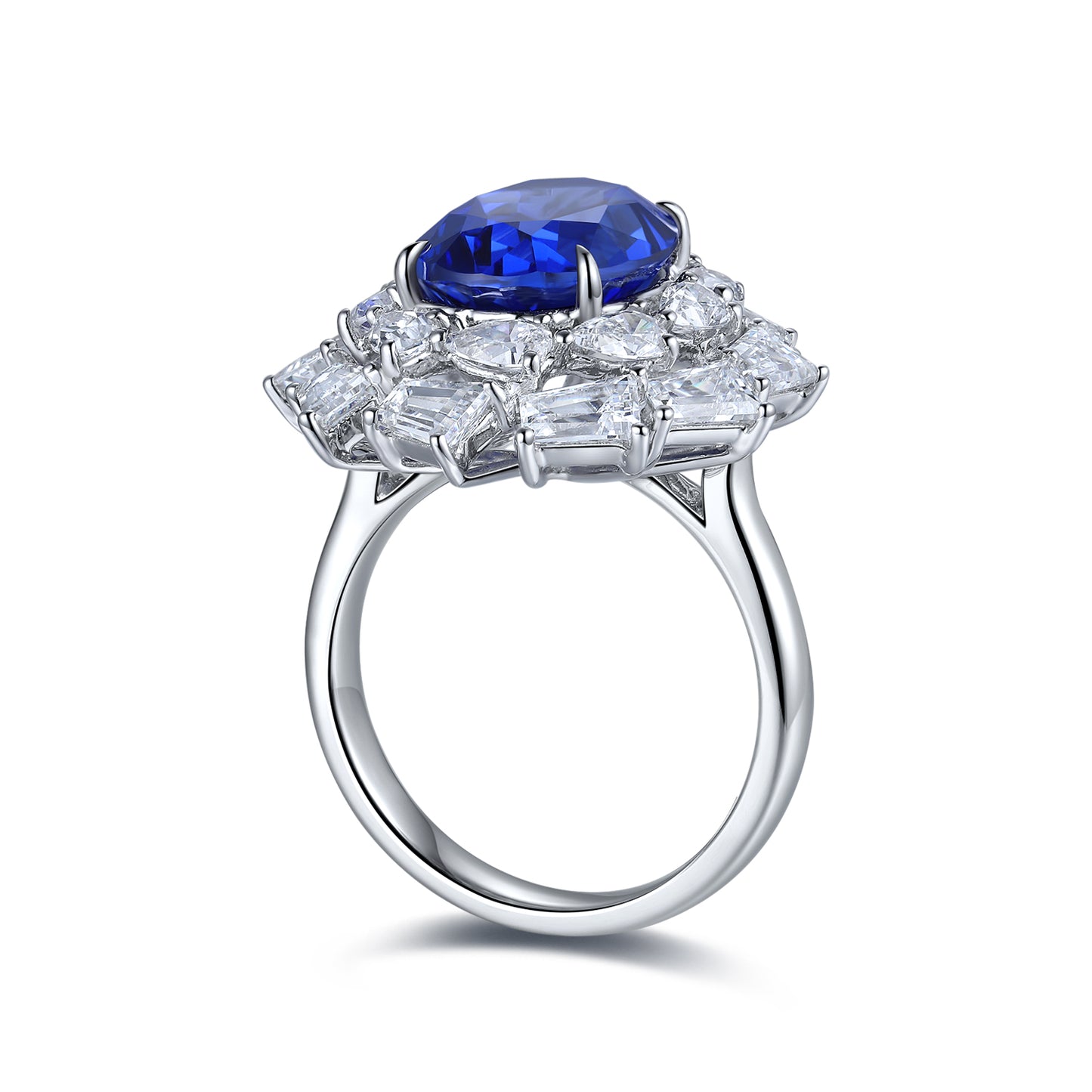 5 CTW Oval Lab Grown Sapphire S925 Ring plated