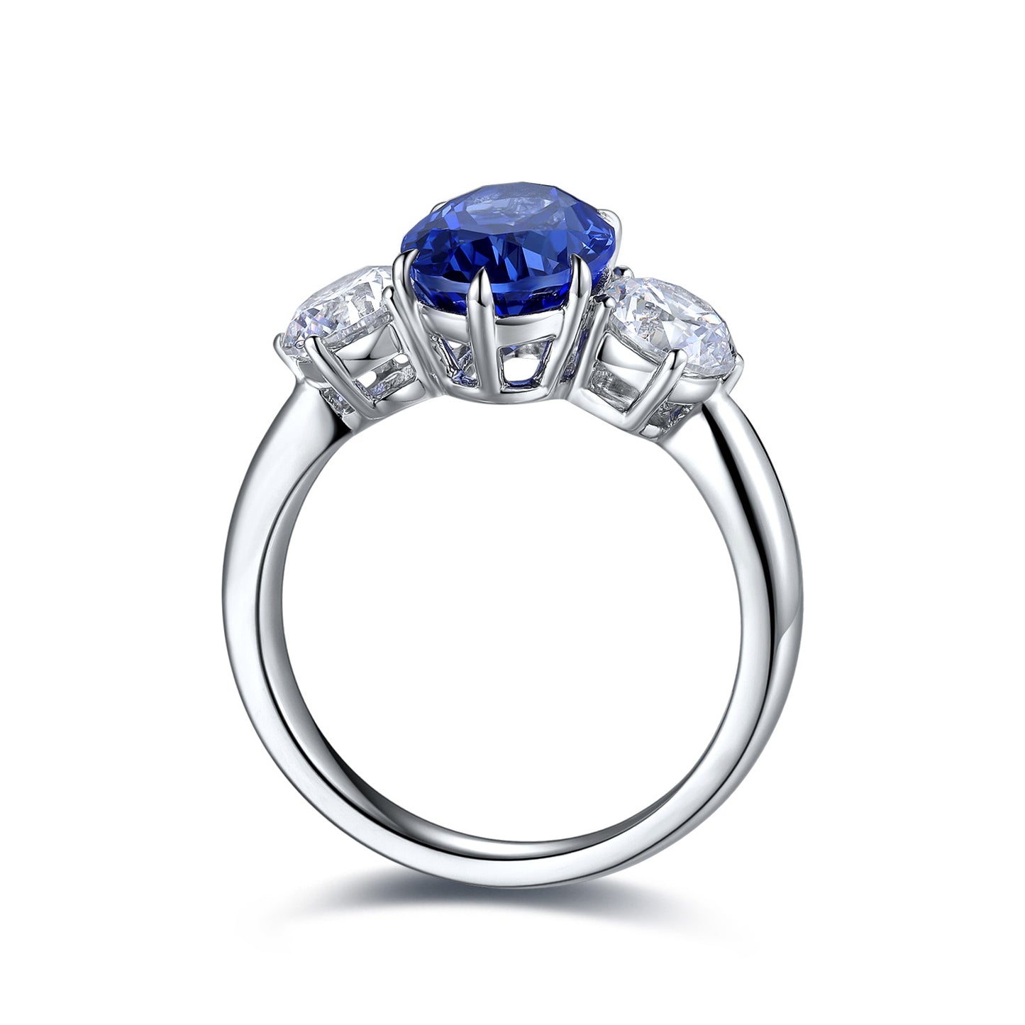 3.5 CTW Oval Lab Grown Sapphire S925 Ring plated