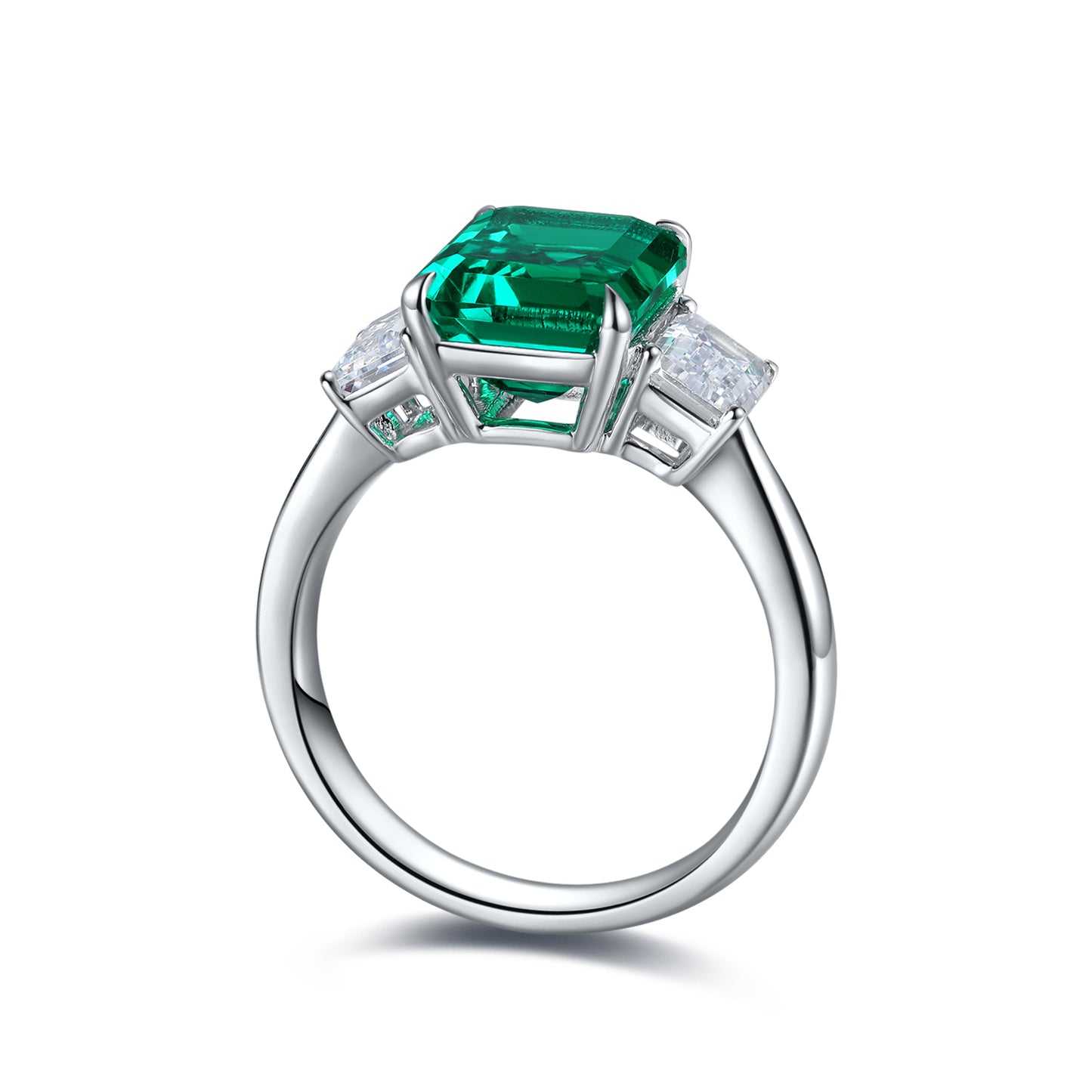 ANSTER JEWELRY 1.3 CTW Princess Lab Grown Emerald 18K Gold Ring plated