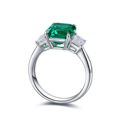 ANSTER JEWELRY 1.3 CTW Princess Lab Grown Emerald 18K Gold Ring plated
