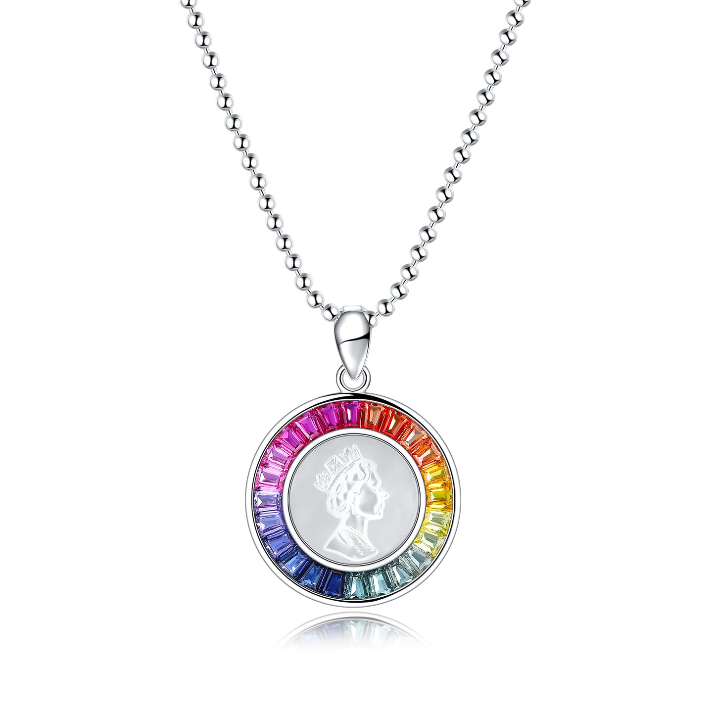 ANSTER Jewelry Princess Lab Grown Rainbow Queen S925 Necklace plated