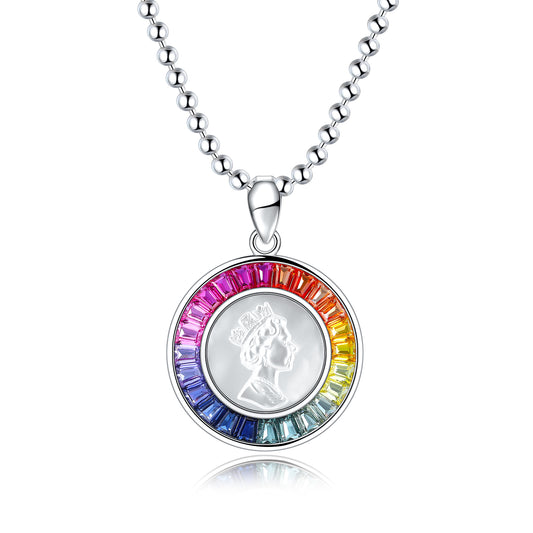 Colar ANSTER Jewelry Princesa Lab Grown Rainbow Queen S925 banhado a ouro