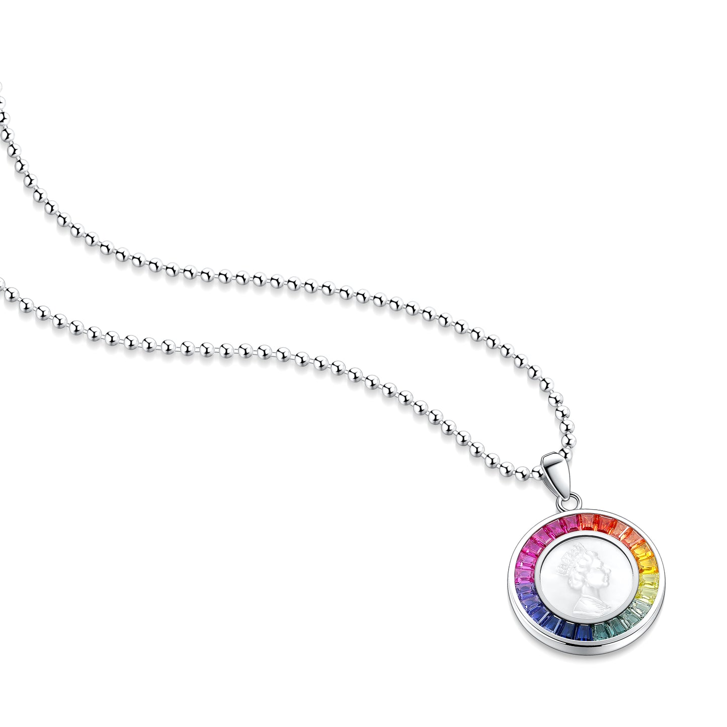 ANSTER Jewelry Princess Lab Grown Rainbow Queen S925 Necklace plated