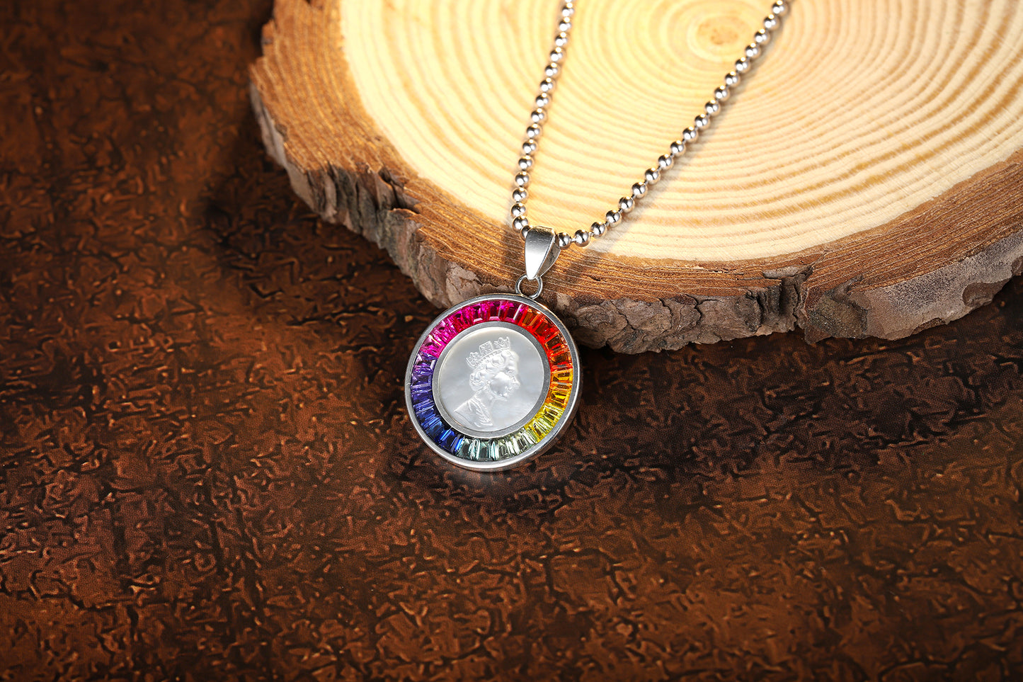 ANSTER Jewelry Princess Lab Grown Rainbow Queen S925 Necklace plated