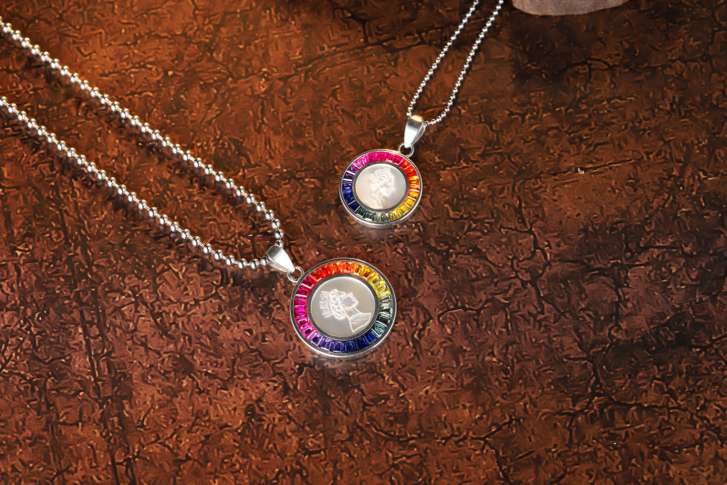 ANSTER Jewelry Princess Lab Grown Rainbow Queen S925 Necklace plated