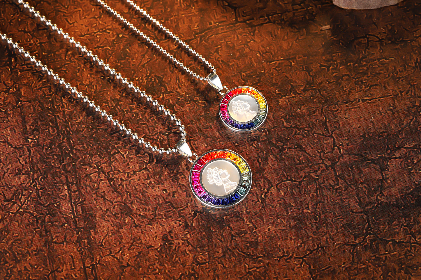 ANSTER Jewelry Princess Lab Grown Rainbow Queen S925 Necklace plated