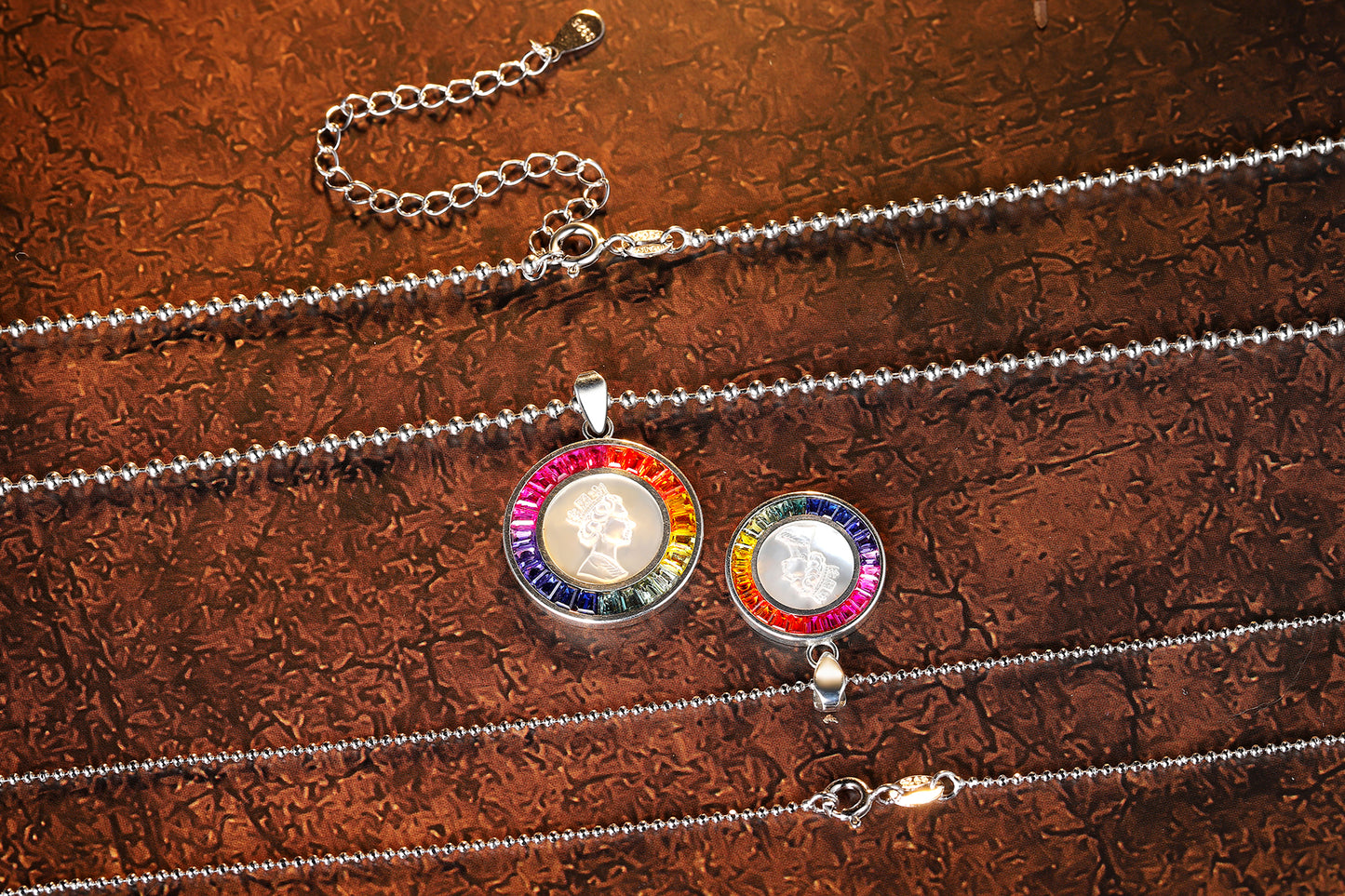 ANSTER Jewelry Princess Lab Grown Rainbow Queen S925 Necklace plated