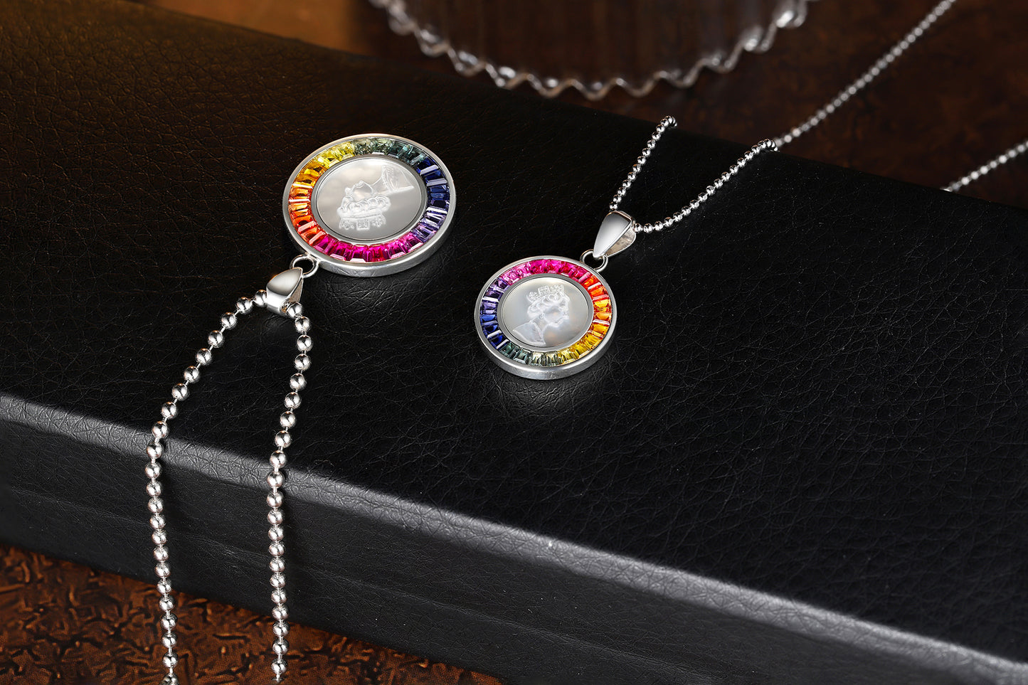 ANSTER Jewelry Princess Lab Grown Rainbow Queen S925 Necklace plated