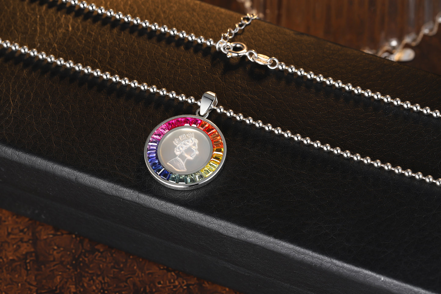 ANSTER Jewelry Princess Lab Grown Rainbow Queen S925 Necklace plated