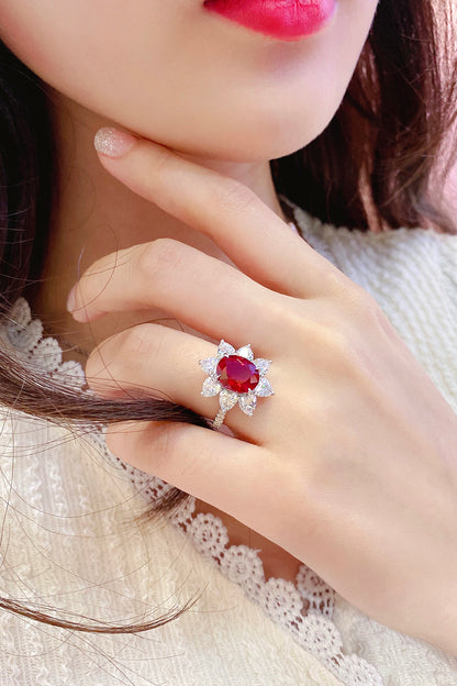 3.9 CTW Oval Lab Grown Ruby S925 Ring plated