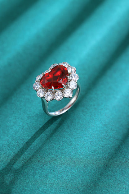 7.5 CTW Heart Lab Grown Ruby S925 Ring plated