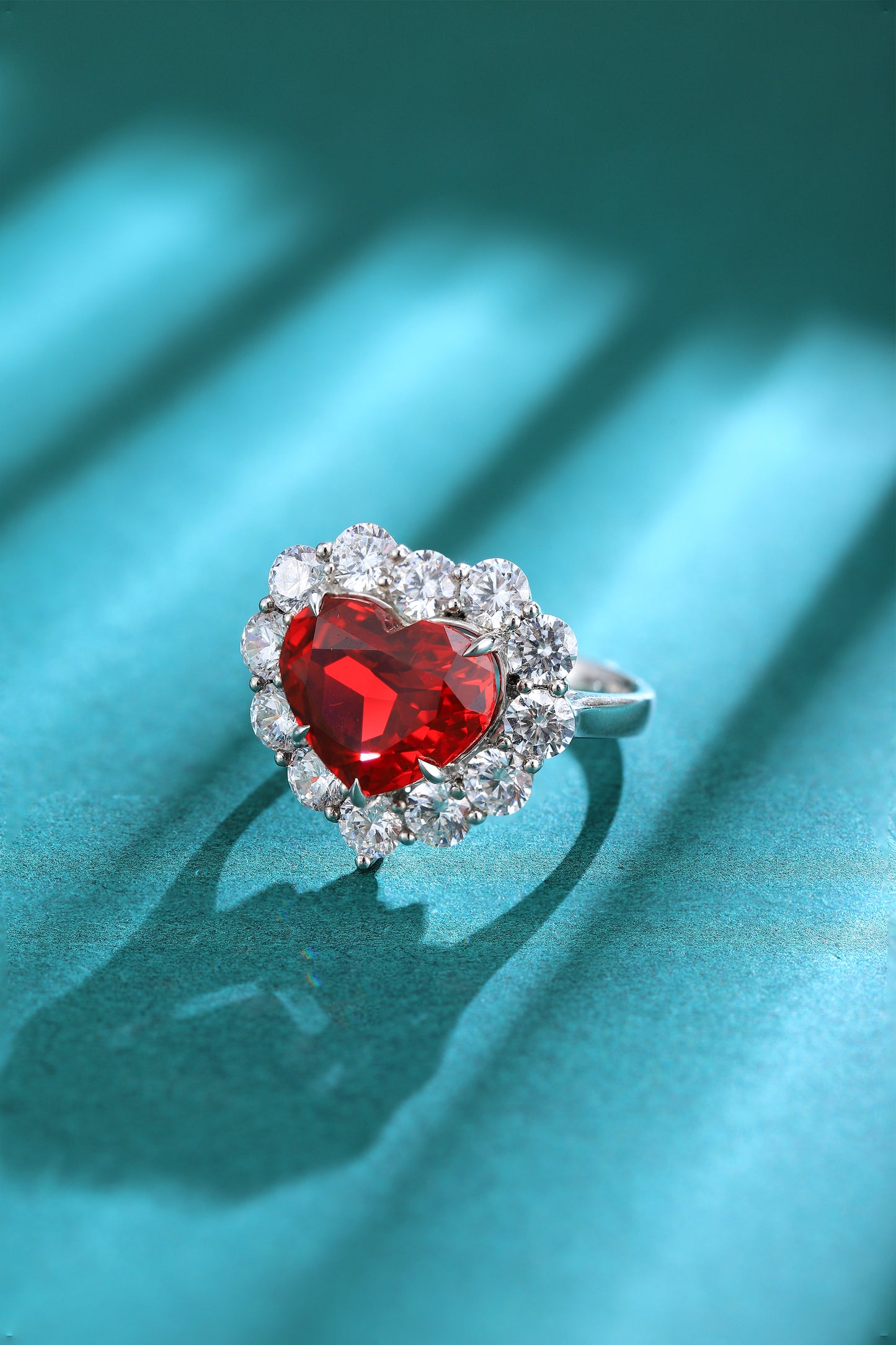 7.5 CTW Heart Lab Grown Ruby S925 Ring plated