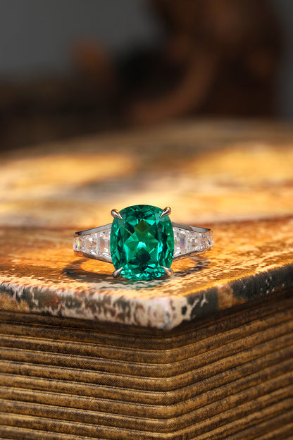 ANSTER JEWELRY 3.5 CTW Princess Lab Grown Emerald 18K Gold Ring plated