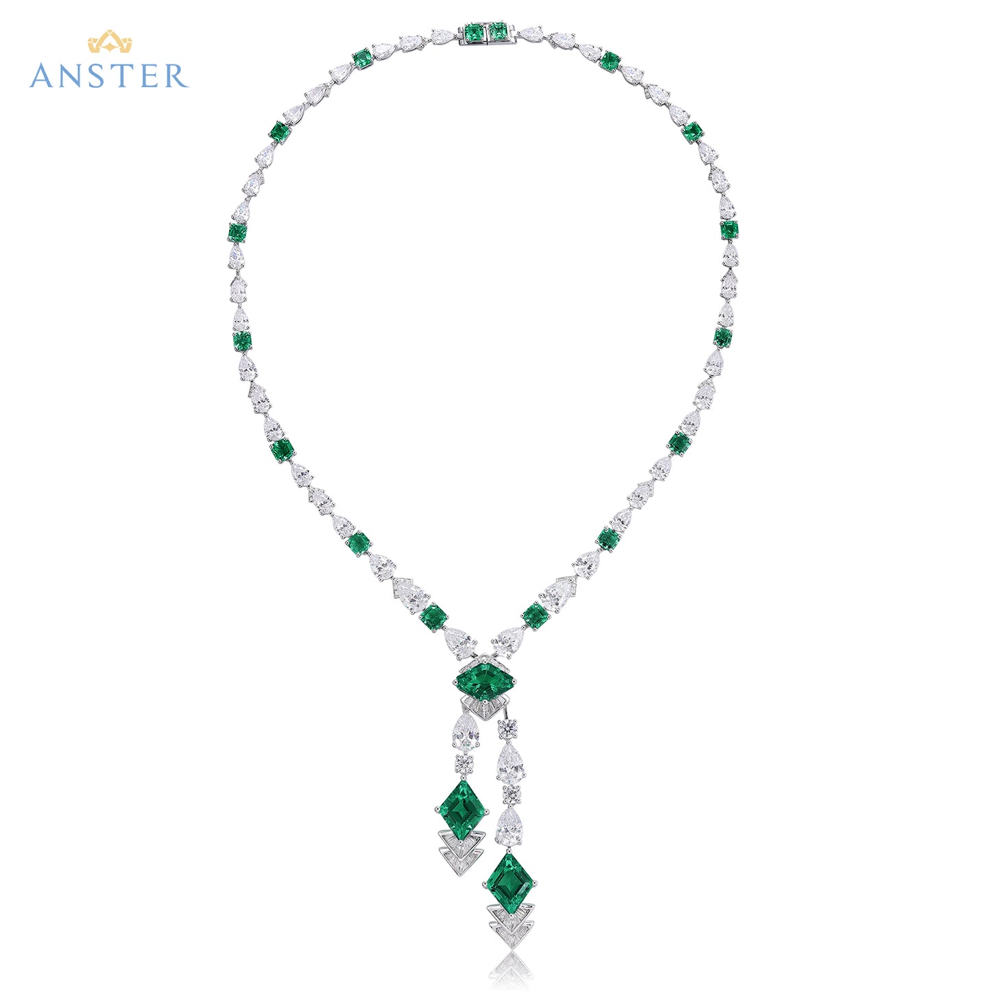 ANSTER Emerald Lab Grown Gemstone 18K Gold Necklace Jewelry sets