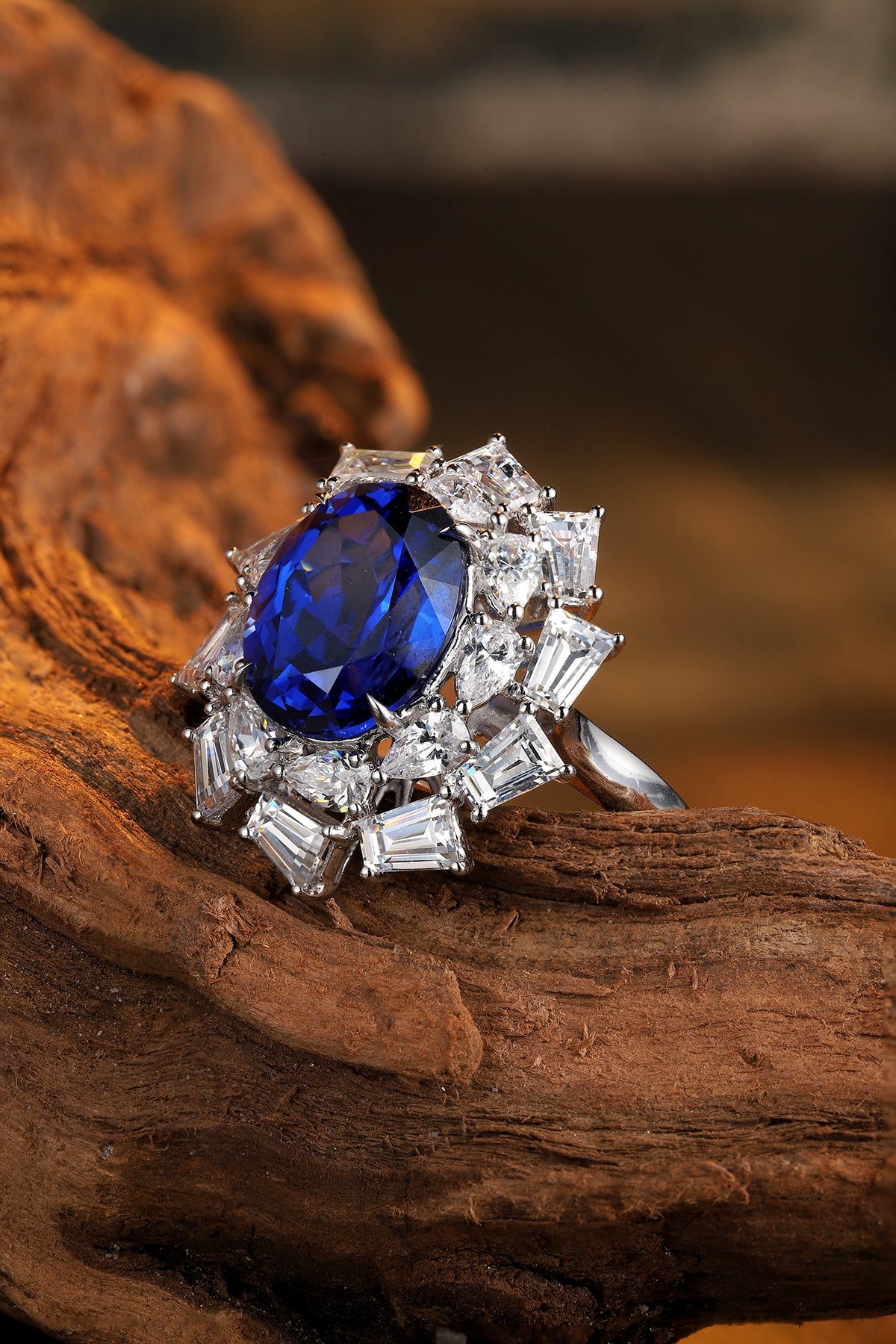 5 CTW Oval Lab Grown Sapphire S925 Ring plated