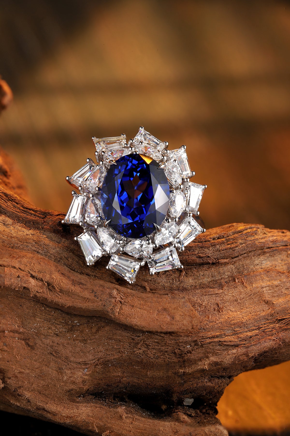 5 CTW Oval Lab Grown Sapphire S925 Ring plated