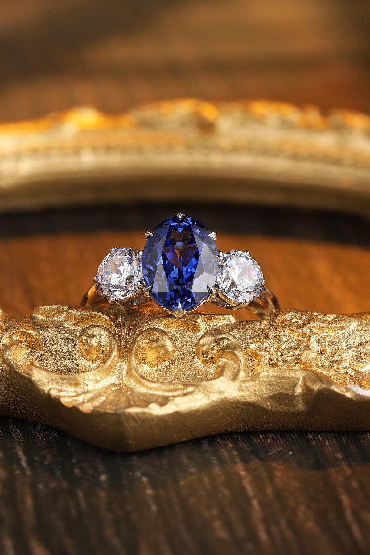 3.5 CTW Oval Lab Grown Sapphire S925 Ring plated