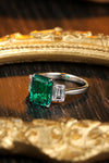 ANSTER JEWELRY 1.3 CTW Princess Lab Grown Emerald 18K Gold Ring