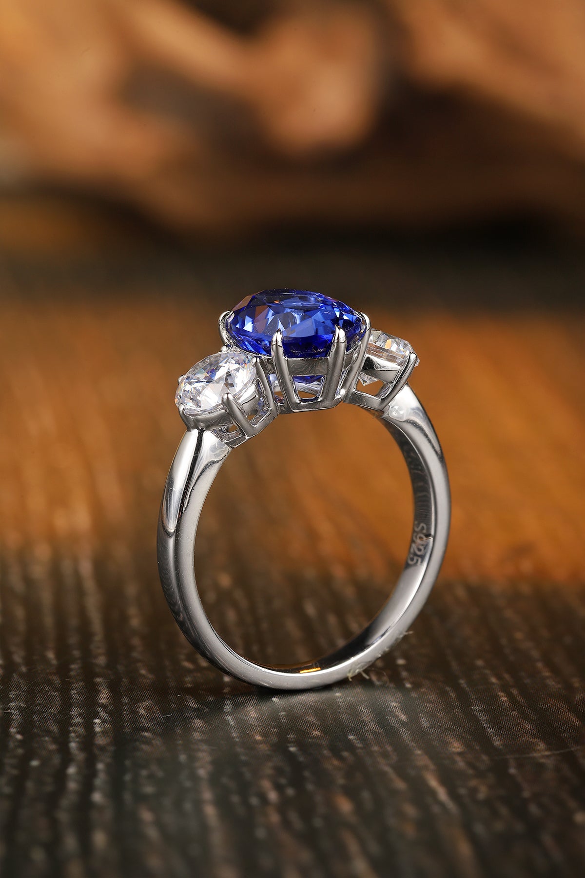 3.5 CTW Oval Lab Grown Sapphire S925 Ring plated