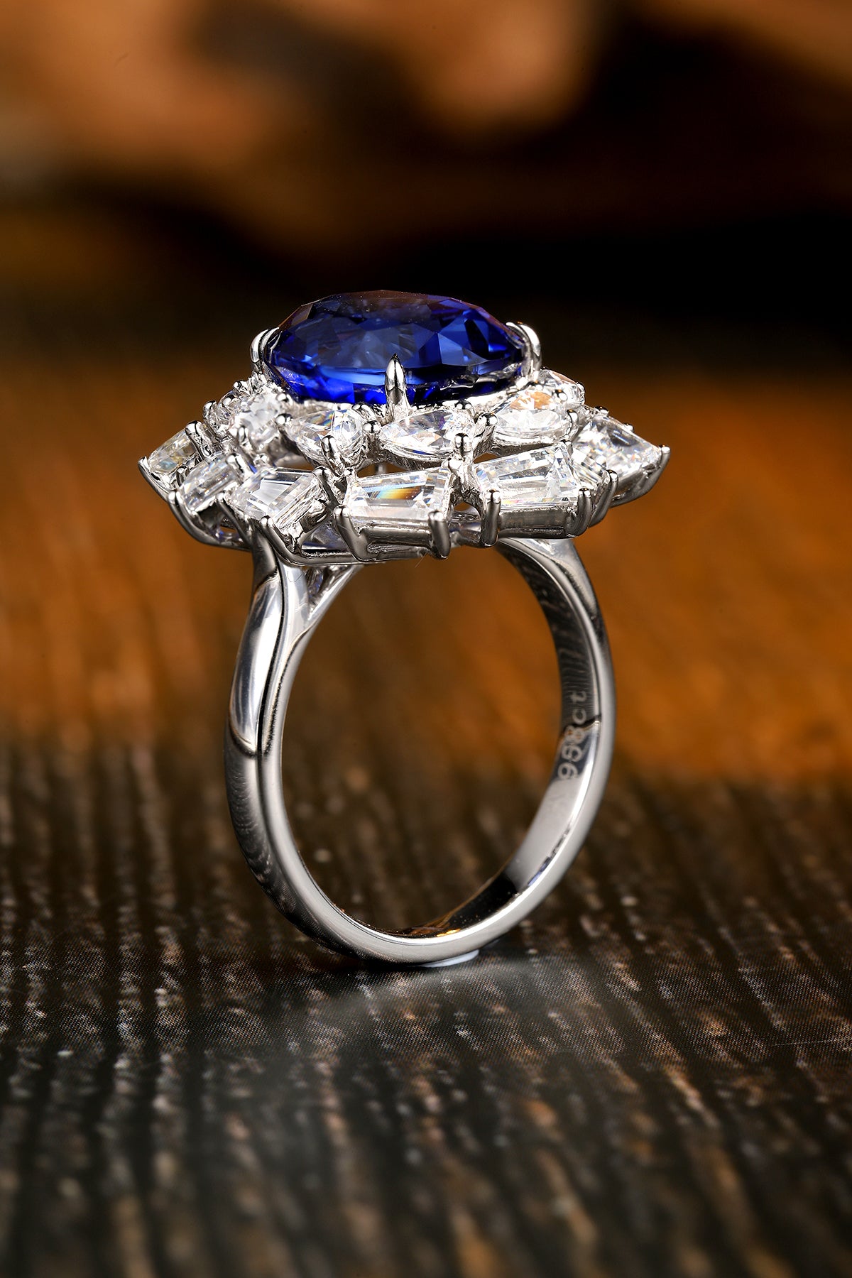 5 CTW Oval Lab Grown Sapphire S925 Ring plated
