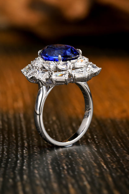 5 CTW Oval Lab Grown Sapphire S925 Ring plated