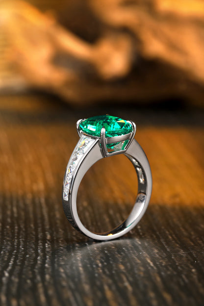 ANSTER JEWELRY 3.5 CTW Princess Lab Grown Emerald 18K Gold Ring plated
