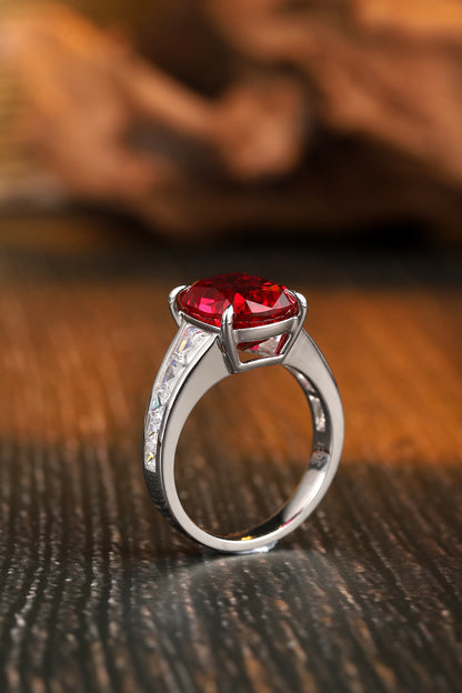 5.5 CTW Princess Lab Grown Ruby S925 Ring plated
