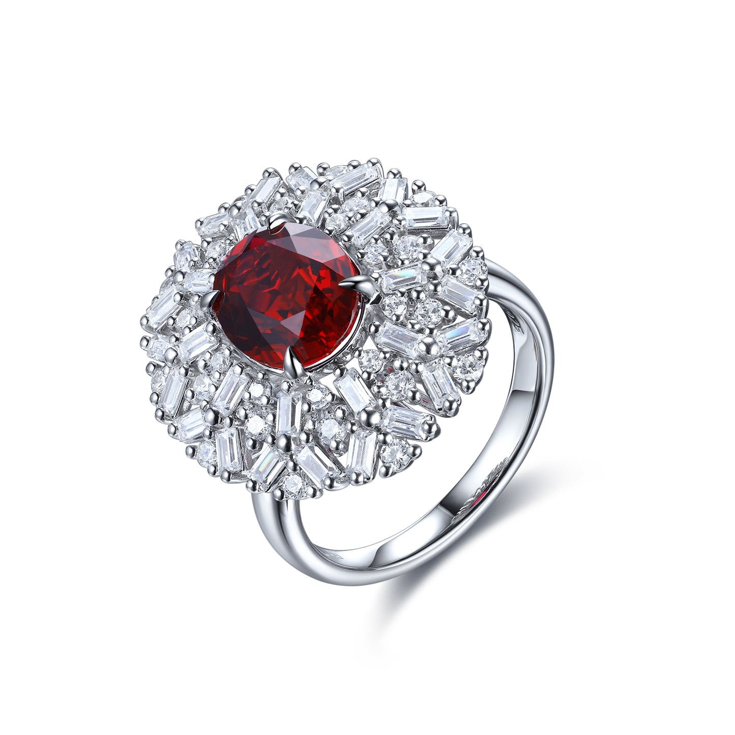 3.6 CTW Oval Lab Grown Ruby S925 Ring plated