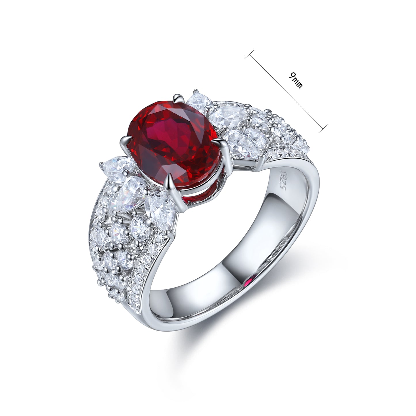 ANSTER JEWELRY 2.5 CTW Oval Lab Grown Ruby S925 Ring plated