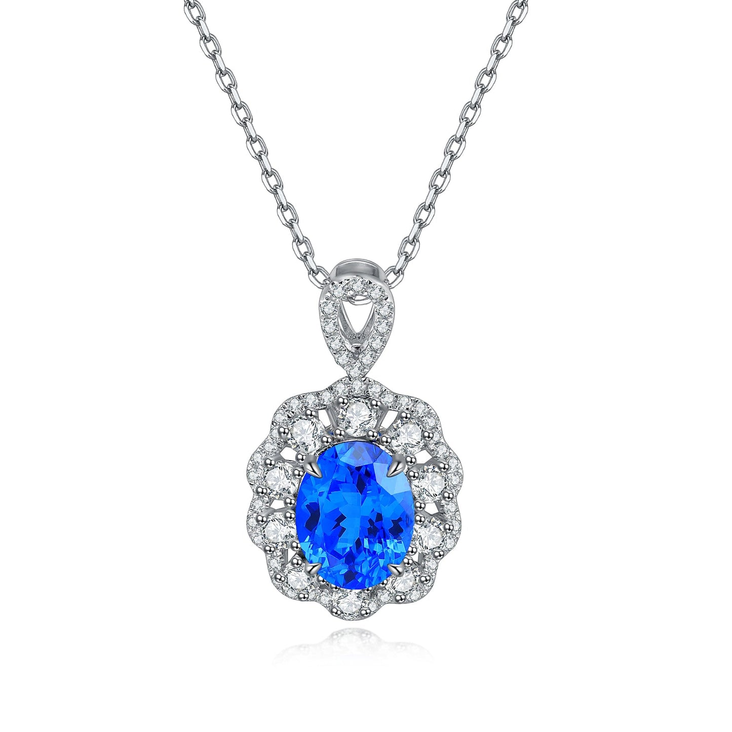 ANSTER JEWELRY 2.4 CTW Oval Lab Grown Spinel S925 Necklace plated