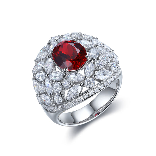 3.7 CTW Oval Lab Grown Ruby S925 Ring plated