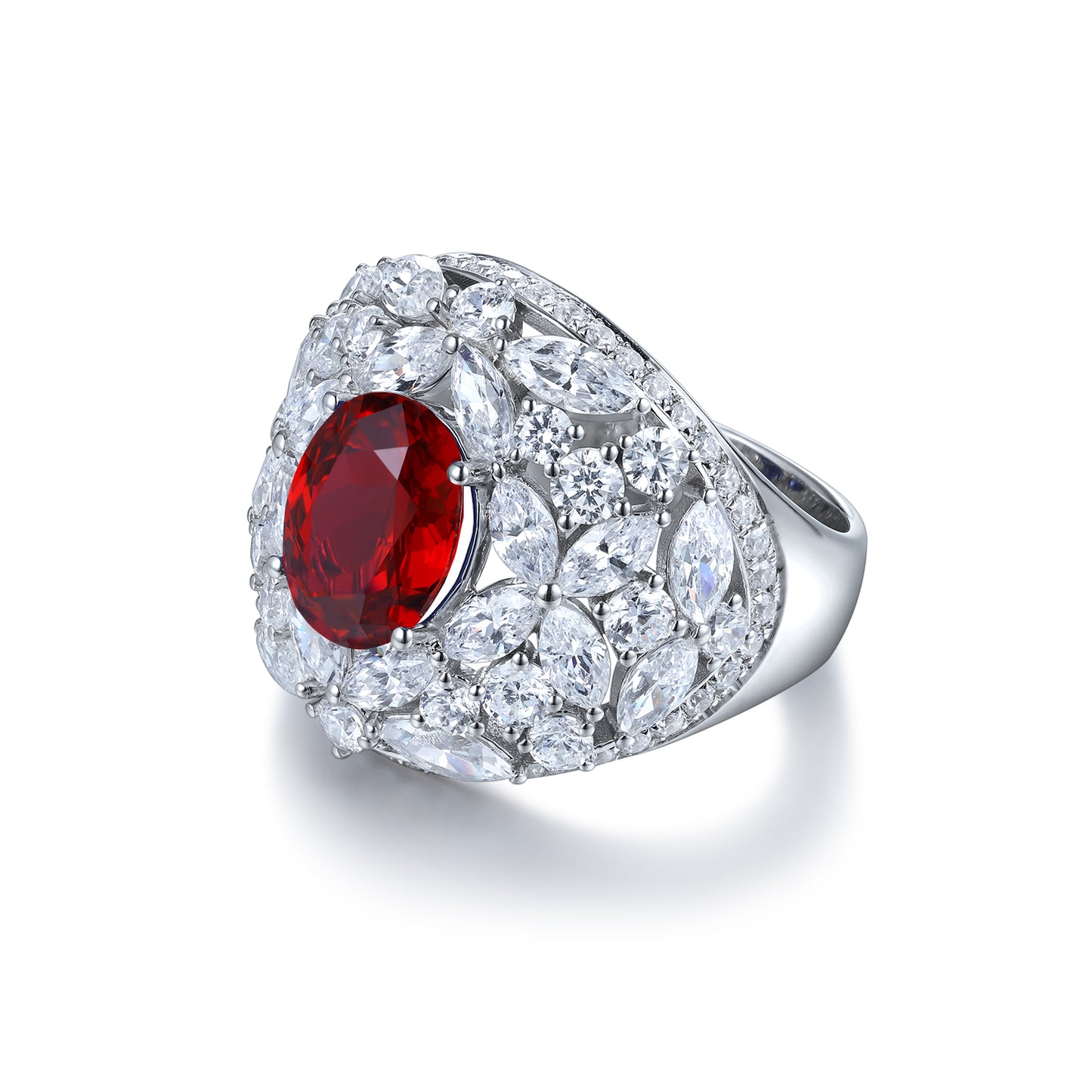 3.7 CTW Oval Lab Grown Ruby S925 Ring plated