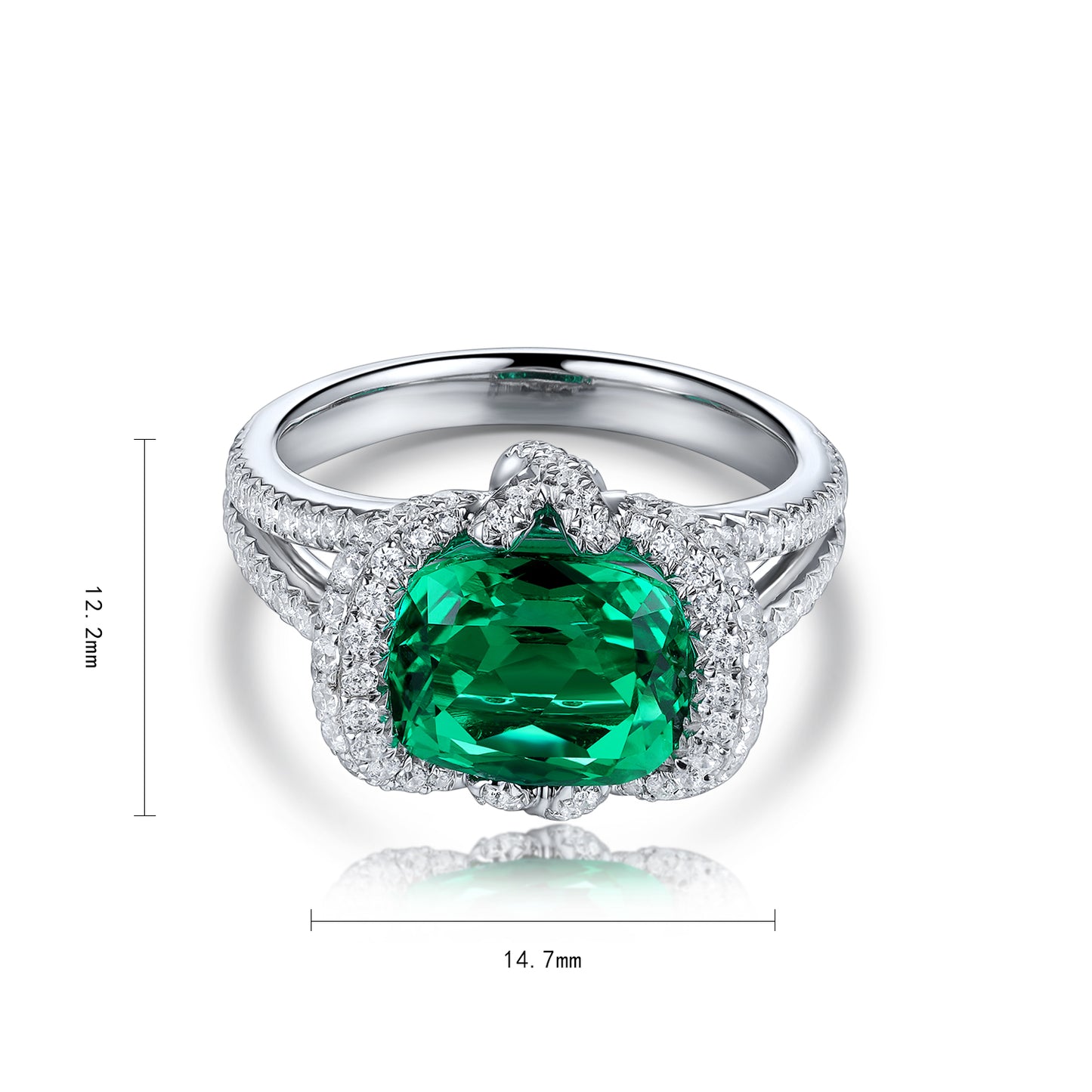ANSTER JEWELRY 3 CTW Cushion Lab Grown Emerald 18K Gold Ring plated