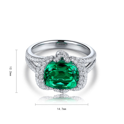 ANSTER JEWELRY 3 CTW Cushion Lab Grown Emerald 18K Gold Ring plated