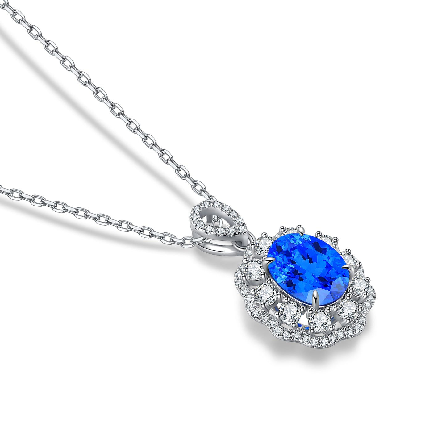 ANSTER JEWELRY 2.4 CTW Oval Lab Grown Spinel S925 Necklace plated